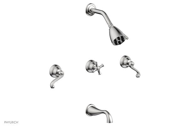 Phylrich - Revere & Savannah Three Handle Tub and Shower Set - Curved Lever Handles