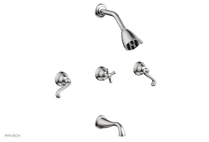 Phylrich - Revere & Savannah Three Handle Tub and Shower Set - Curved Lever Handles