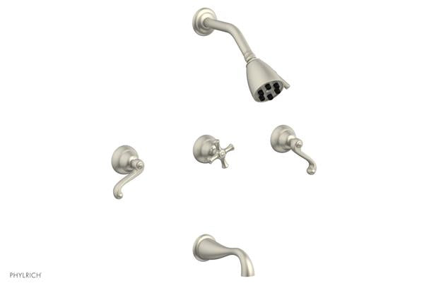 Phylrich - Revere & Savannah Three Handle Tub and Shower Set - Curved Lever Handles