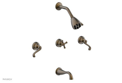 Phylrich - Revere & Savannah Three Handle Tub and Shower Set - Curved Lever Handles