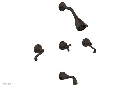 Phylrich - Revere & Savannah Three Handle Tub and Shower Set - Curved Lever Handles