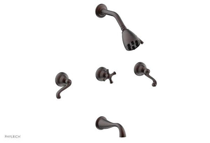 Phylrich - Revere & Savannah Three Handle Tub and Shower Set - Curved Lever Handles