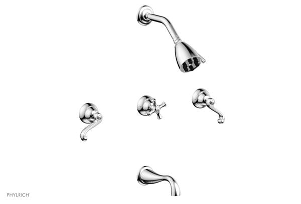 Phylrich - Revere & Savannah Three Handle Tub and Shower Set - Curved Lever Handles