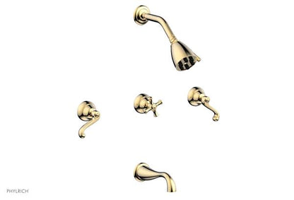Phylrich - Revere & Savannah Three Handle Tub and Shower Set - Curved Lever Handles