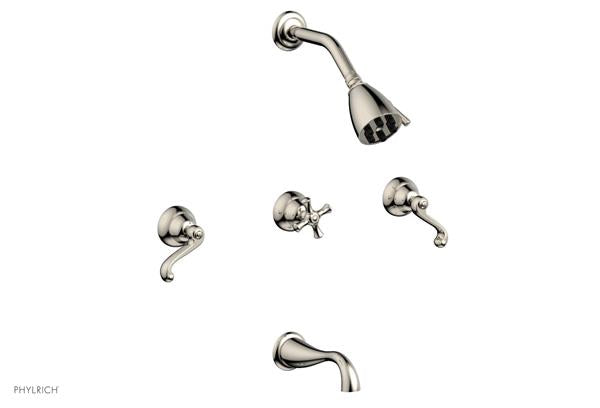 Phylrich - Revere & Savannah Three Handle Tub and Shower Set - Curved Lever Handles