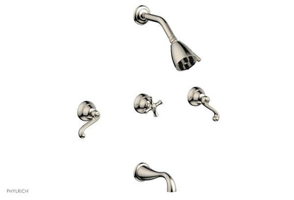 Phylrich - Revere & Savannah Three Handle Tub and Shower Set - Curved Lever Handles