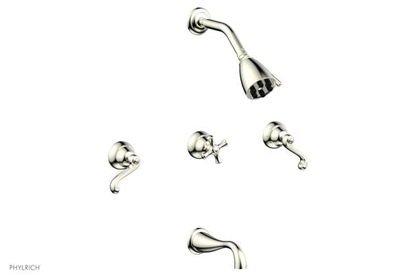 Phylrich - Revere & Savannah Three Handle Tub and Shower Set - Curved Lever Handles