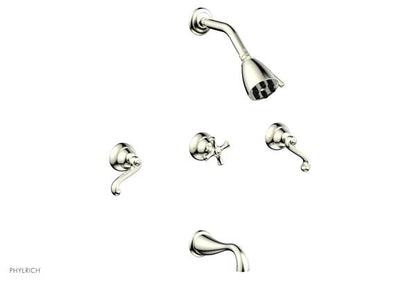 Phylrich - Revere & Savannah Three Handle Tub and Shower Set - Curved Lever Handles