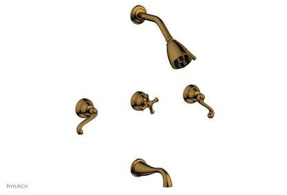 Phylrich - Revere & Savannah Three Handle Tub and Shower Set - Curved Lever Handles