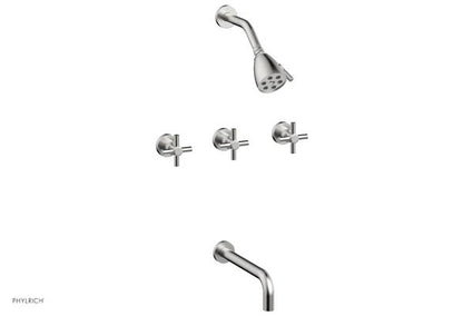Phylrich - Basic Three Handle Tub and Shower Set 10 Inch Spout - Tubular Cross Handles
