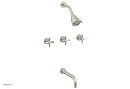 Phylrich - Basic Three Handle Tub and Shower Set 10 Inch Spout - Tubular Cross Handles