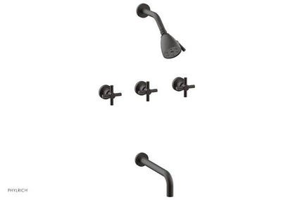Phylrich - Basic Three Handle Tub and Shower Set 10 Inch Spout - Tubular Cross Handles