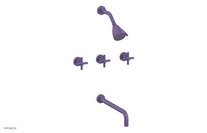 Phylrich - Basic Three Handle Tub and Shower Set 14 Inch Spout - Tubular Cross Handles