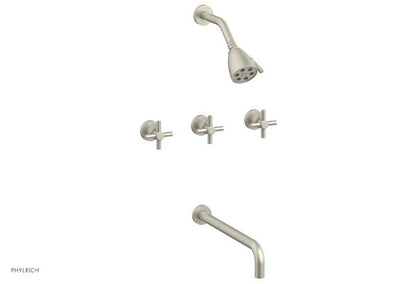 Phylrich - Basic Three Handle Tub and Shower Set 14 Inch Spout - Tubular Cross Handles