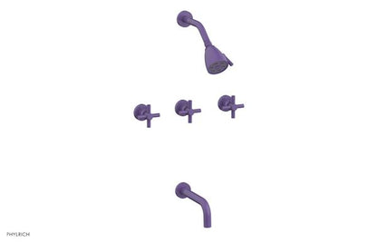 Phylrich - Basic Three Handle Tub and Shower Set 7-1/2 Inch Spout - Tubular Cross Handles