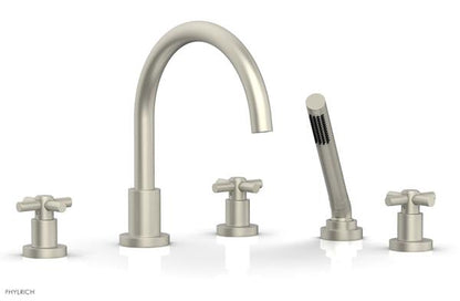 Phylrich - Basic Deck Tub Set with Hand Shower - Tubular Cross Handles