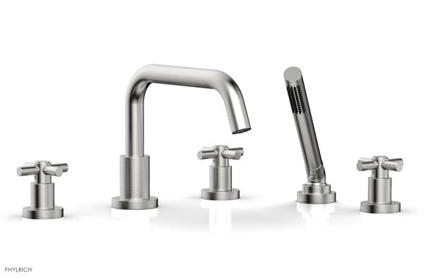 Phylrich - Basic Deck Tub Set with Hand Shower - Tubular Cross Handles