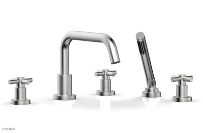 Phylrich - Basic Deck Tub Set with Hand Shower - Tubular Cross Handles