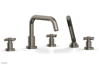 Phylrich - Basic Deck Tub Set with Hand Shower - Tubular Cross Handles