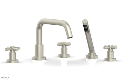 Phylrich - Basic Deck Tub Set with Hand Shower - Tubular Cross Handles