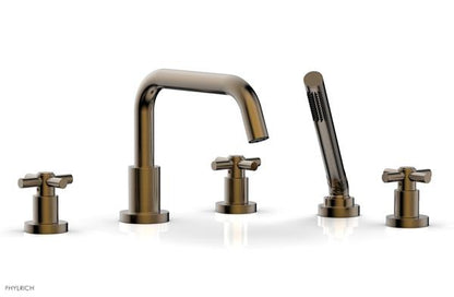 Phylrich - Basic Deck Tub Set with Hand Shower - Tubular Cross Handles