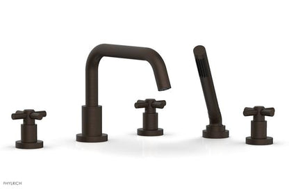 Phylrich - Basic Deck Tub Set with Hand Shower - Tubular Cross Handles