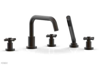 Phylrich - Basic Deck Tub Set with Hand Shower - Tubular Cross Handles
