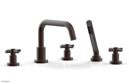 Phylrich - Basic Deck Tub Set with Hand Shower - Tubular Cross Handles