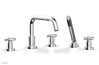 Phylrich - Basic Deck Tub Set with Hand Shower - Tubular Cross Handles
