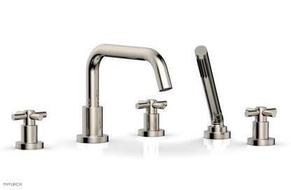 Phylrich - Basic Deck Tub Set with Hand Shower - Tubular Cross Handles
