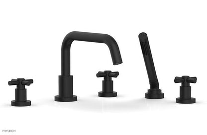 Phylrich - Basic Deck Tub Set with Hand Shower - Tubular Cross Handles