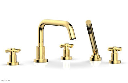 Phylrich - Basic Deck Tub Set with Hand Shower - Tubular Cross Handles