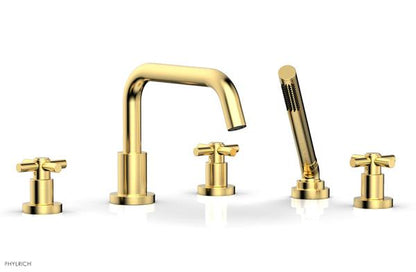 Phylrich - Basic Deck Tub Set with Hand Shower - Tubular Cross Handles