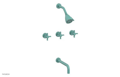 Phylrich - Basic Three Handle Tub and Shower Set 10 Inch Spout - Blade Cross Handles