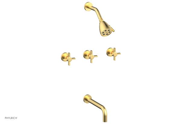 Phylrich - Basic Three Handle Tub and Shower Set 10 Inch Spout - Blade Cross Handles