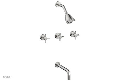Phylrich - Basic Three Handle Tub and Shower Set 10 Inch Spout - Blade Cross Handles