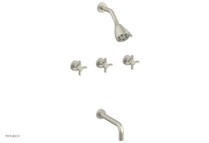 Phylrich - Basic Three Handle Tub and Shower Set 10 Inch Spout - Blade Cross Handles