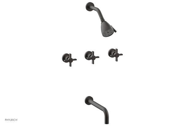 Phylrich - Basic Three Handle Tub and Shower Set 10 Inch Spout - Blade Cross Handles