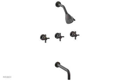 Phylrich - Basic Three Handle Tub and Shower Set 10 Inch Spout - Blade Cross Handles