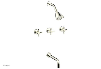 Phylrich - Basic Three Handle Tub and Shower Set 10 Inch Spout - Blade Cross Handles