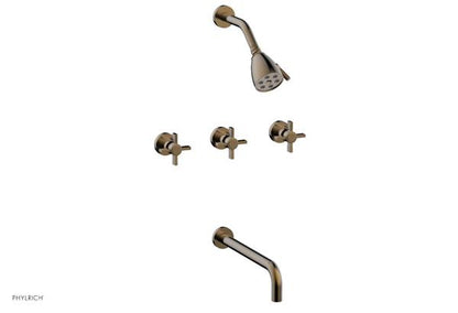Phylrich - Basic Three Handle Tub and Shower Set 12 Inch Spout - Blade Cross Handles
