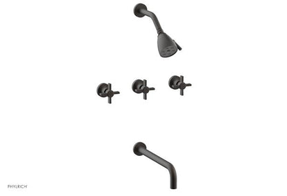 Phylrich - Basic Three Handle Tub and Shower Set 12 Inch Spout - Blade Cross Handles