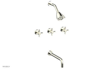 Phylrich - Basic Three Handle Tub and Shower Set 12 Inch Spout - Blade Cross Handles