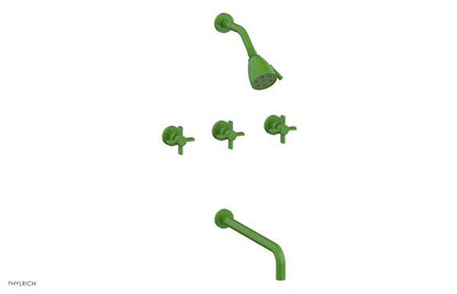 Phylrich - Basic Three Handle Tub and Shower Set 14 Inch Spout - Blade Cross Handles