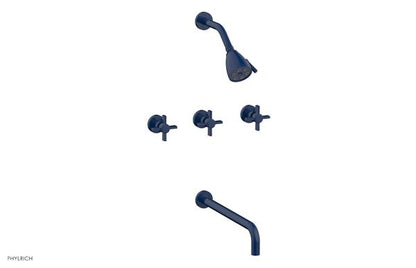 Phylrich - Basic Three Handle Tub and Shower Set 14 Inch Spout - Blade Cross Handles