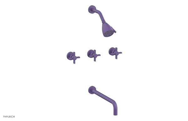 Phylrich - Basic Three Handle Tub and Shower Set 14 Inch Spout - Blade Cross Handles