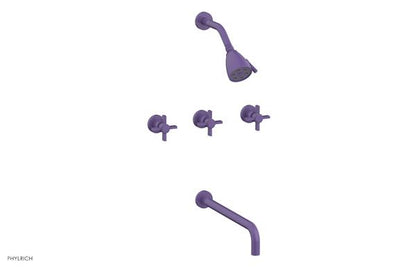 Phylrich - Basic Three Handle Tub and Shower Set 14 Inch Spout - Blade Cross Handles