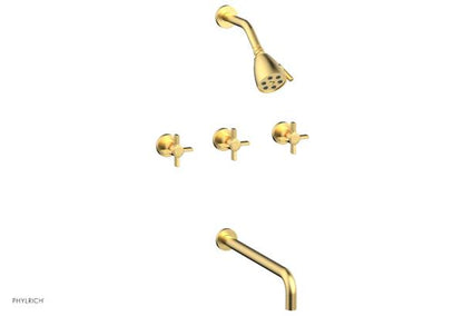 Phylrich - Basic Three Handle Tub and Shower Set 14 Inch Spout - Blade Cross Handles