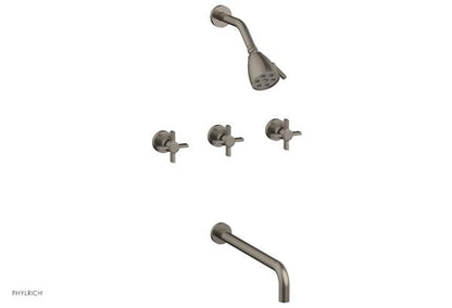 Phylrich - Basic Three Handle Tub and Shower Set 14 Inch Spout - Blade Cross Handles