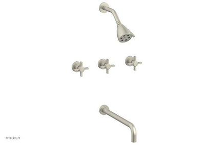 Phylrich - Basic Three Handle Tub and Shower Set 14 Inch Spout - Blade Cross Handles